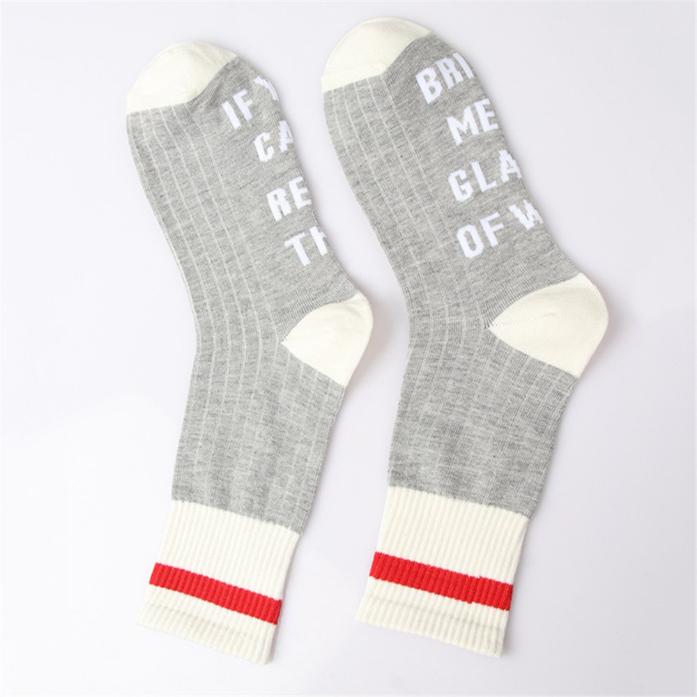ASDOMO Unisex Knit Socks If You Can Read This Bring Me Wine Socks - The Tube Socks English Men\'s And Women\'s Cotton