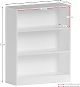 Vida Designs Cambridge 3 Tier Low Bookcase White Modern Wood Shelving view 3