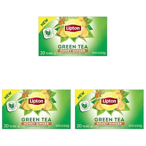 Lipton Honey Ginger Green Tea Bags, Flavored, Unsweetened Teabags for ...