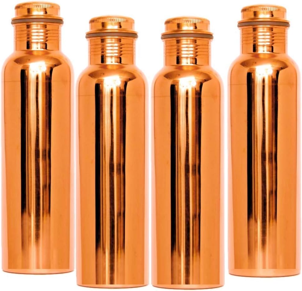 NEEL MADHAV Combo Pack of 4 Genuine Copper Water Bottle Jointless 1000Ml