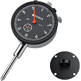 Neoteck 1"/0.001" Dial Indicator,Dial Gauge Full Metal Construction | High Precision Runout Gauge with 6.5mm Rear Cover for Lathe,Table Saw,Workshop CNC Machining Automotive Brake Caliper-Black