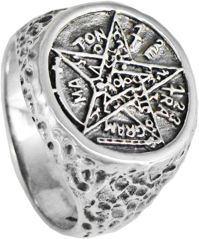 Moonlight Mysteries Sterling Silver Large Tetragrammaton Ceremonial Magic Ring (Sizes 4-15)
