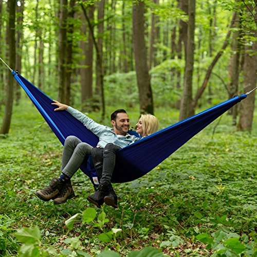 Lazy Monk Portable Camping Hammock Tent - 2 Person Hammocks with Tree Straps - BEST Double Parachute Gear