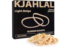 KJAHLAL Rubber Band, 30 Pcs Light Beige Rubber Bands, Size 64 Strong Elastic Band Loop Office Supplies, Suitable for Office School Home