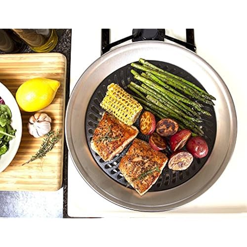 Kitchen + Home Stove Top Smokeless Grill Indoor BBQ, Stainless Steel with Double Coated Non Stick Surface Home & Kitchen, Kitchen & Dining, Small Appliances, Contact Grills