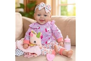 SCOM Baby Doll Girl, 18 inch Realistic Soft Body Baby Doll Real Life Cute Baby with Accessories for 3+ Year Old Gifts