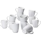 AmazonCommercial 12-Piece Porcelain, 12 Oz. Coffee Mug Set, White