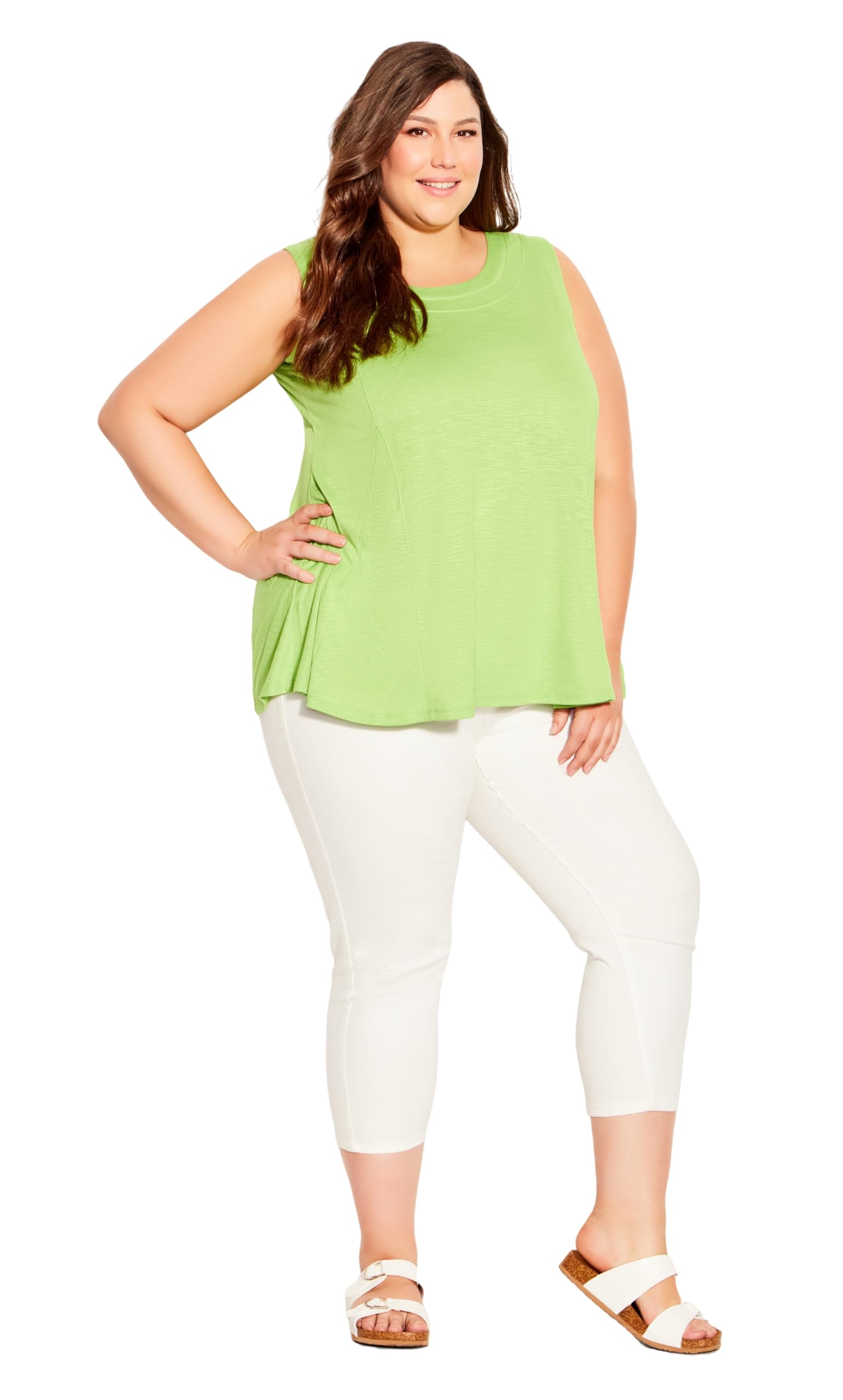 Avenue Plus Size Tank FIT N Flare, in Lime Green, Size, 20