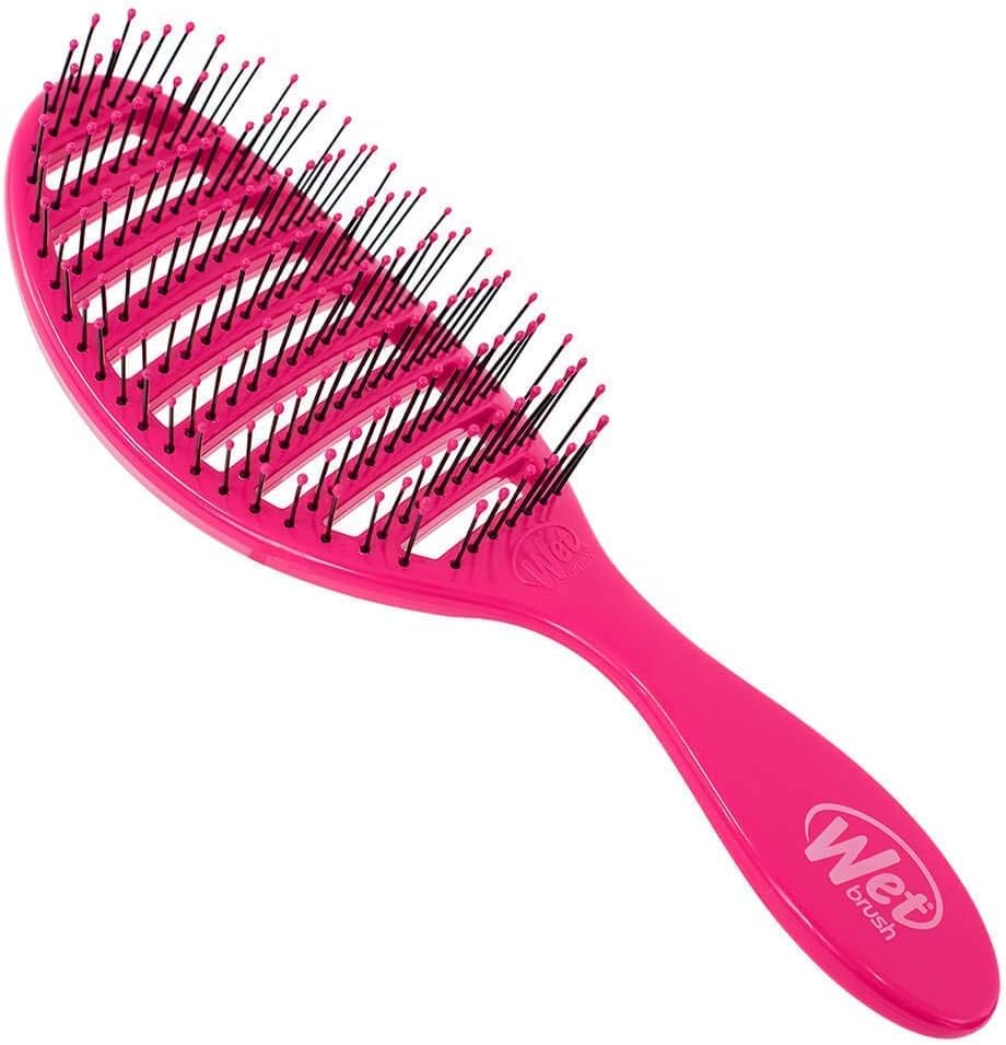 Wet Brush Speed Dry Detangler (Pink)- Ergonomic, Heat Flex Bristles, Blow Dry, Detangling Knots