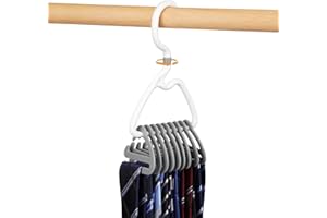 DETII Premium Tie-Rack-for-Closet-Space-Saving Design, Stylish Tie-Hanger-with-360°-Rotating Head, Easy-to-Tidy-Up &-Take-Off,ABS-Necktie-Organizer-&-Hanger-Holds-9-18-Ties, Smart-&-Sturdy-Tie-Storage