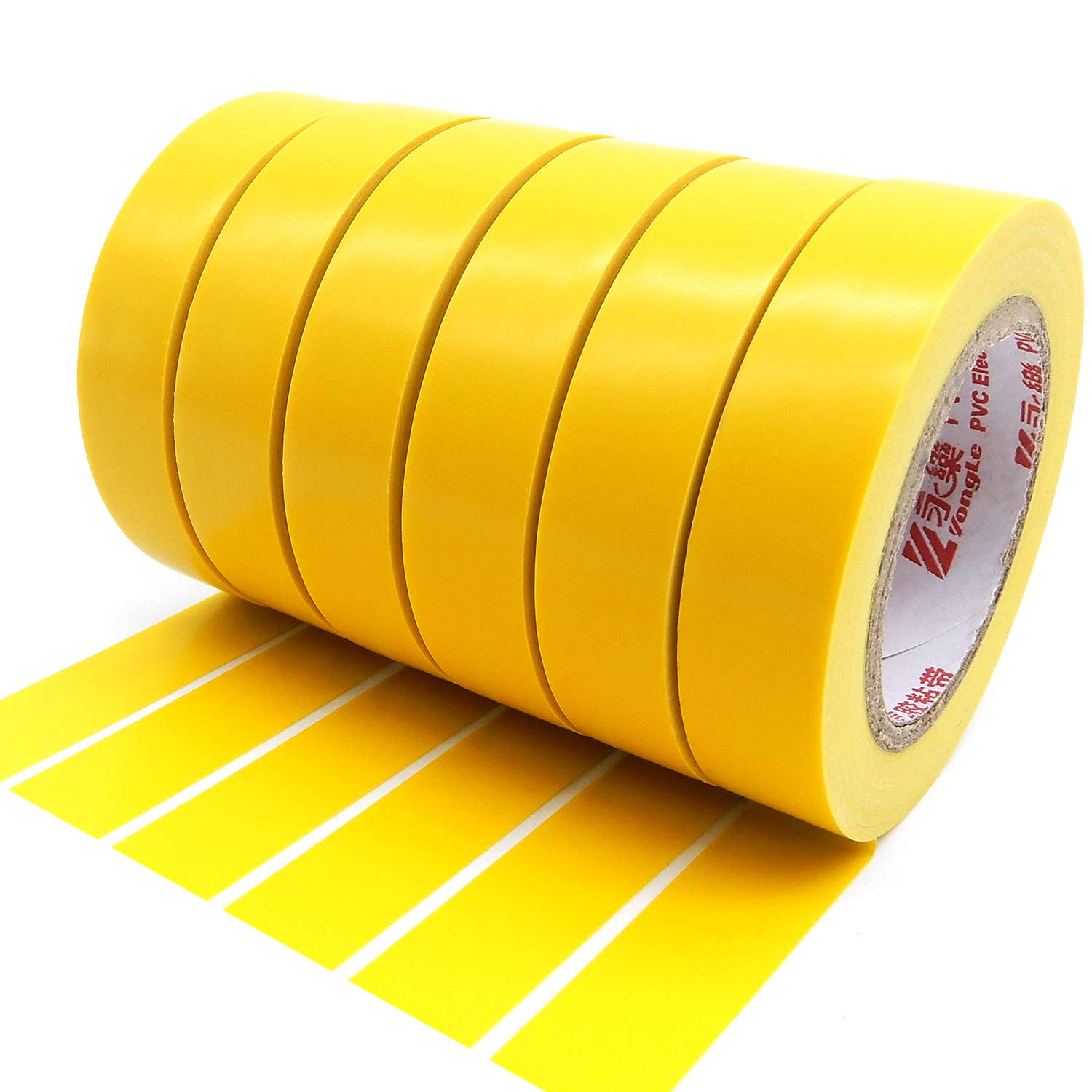 ALBOYI Yellow Electrical Tape, 15mm x 15m Adhesive Insulation Tape 6 rolls, PVC Insulation Gaffer tape Electrical for Insulating, Repairing, Protecting Wires(0.6 inch x 49.21 Feet)