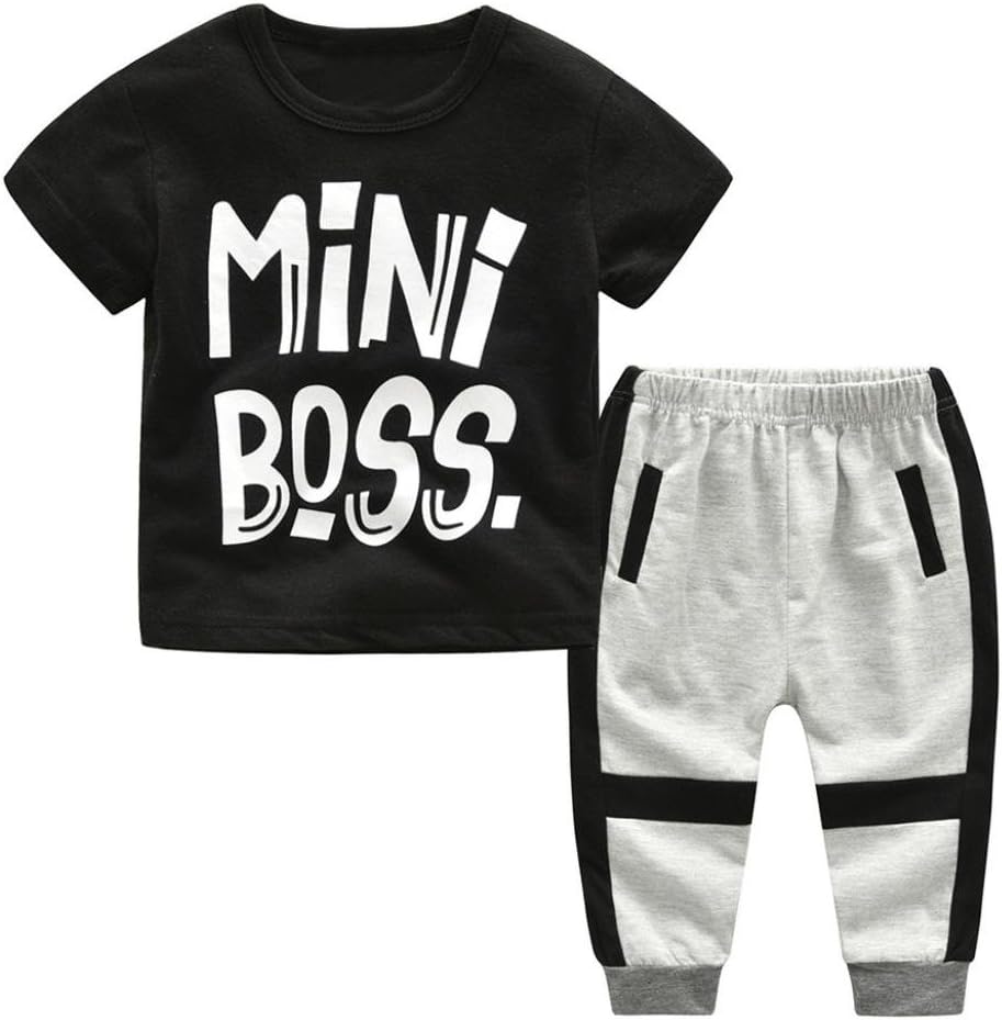 Cool Kids Boy Autumn Outfits for 1-5Years, Toddler Kids Baby Boys Letter Print T Shirt Tops+Pants Outfits Clothes Set