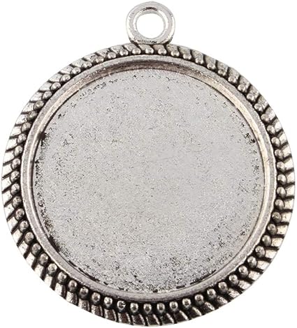 10pcs Alloy 25mm Pendant Tray Round 