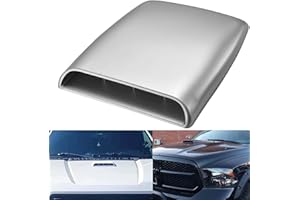 NATGIC Universal Car Air Flow Decorative Intake Hood Scoop Turbo Bonnet Vent Cover (Silver)