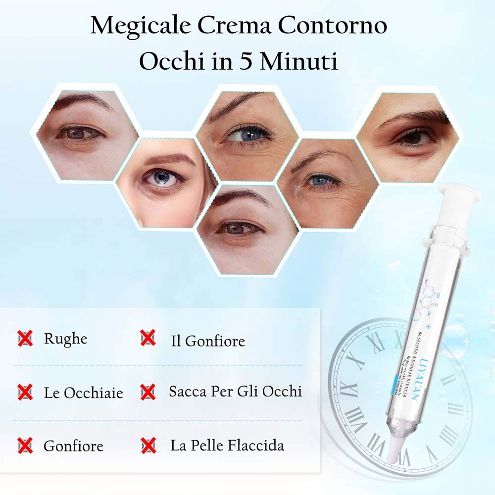 Crema Contorno Occhi, ISENPENK Crema Contorno Occhi Antirughe 20g Ridurre Borse Riduce Rughe e Segni di Invecchiamento per Uomo Donna (Crema 20g)