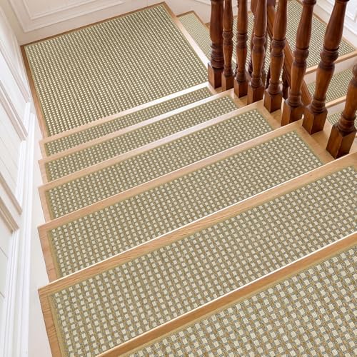 SMILOOL Stair Treads Non Slip for Wooden Steps Indoor 9" x 36" 4 Pack Extra Wide Stair Tread Carpet Stairs Runner, Step Pads with Reusable Adhesive for Dogs Kids Elders, Machine Washable, Beige at Amazon