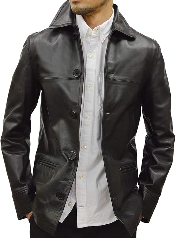 Amazon レザーカーコート レザージャケット メンズ 本革 カバーオール コート シンプル 革ジャン 皮ジャン ライダースジャケット Haruf ハルフ Tqpst コート ジャケット 通販
