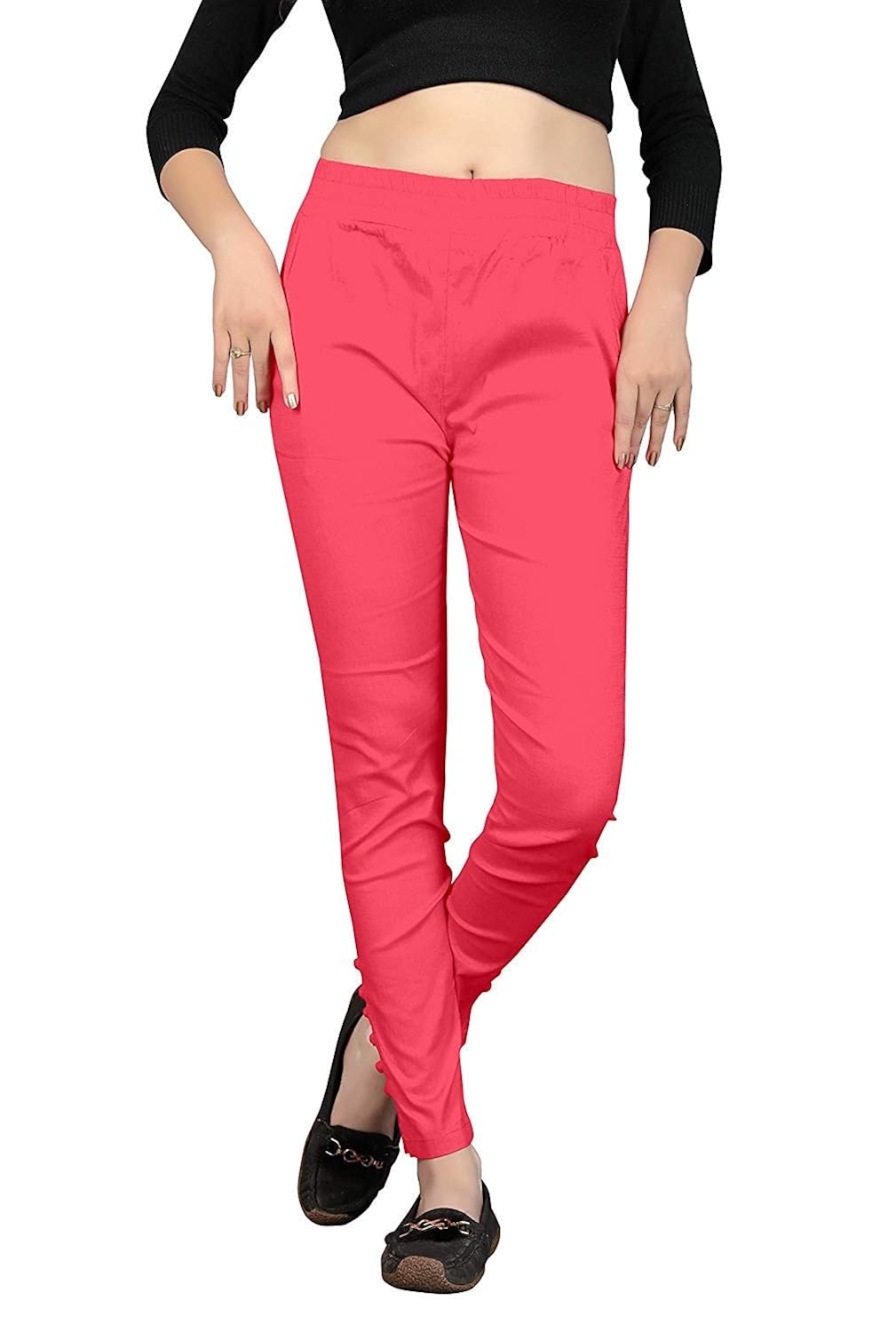 Banshi Creation Women's Ankle Length Slub Cotton Stretchable Potli Bundi Button Pant (Gajri 