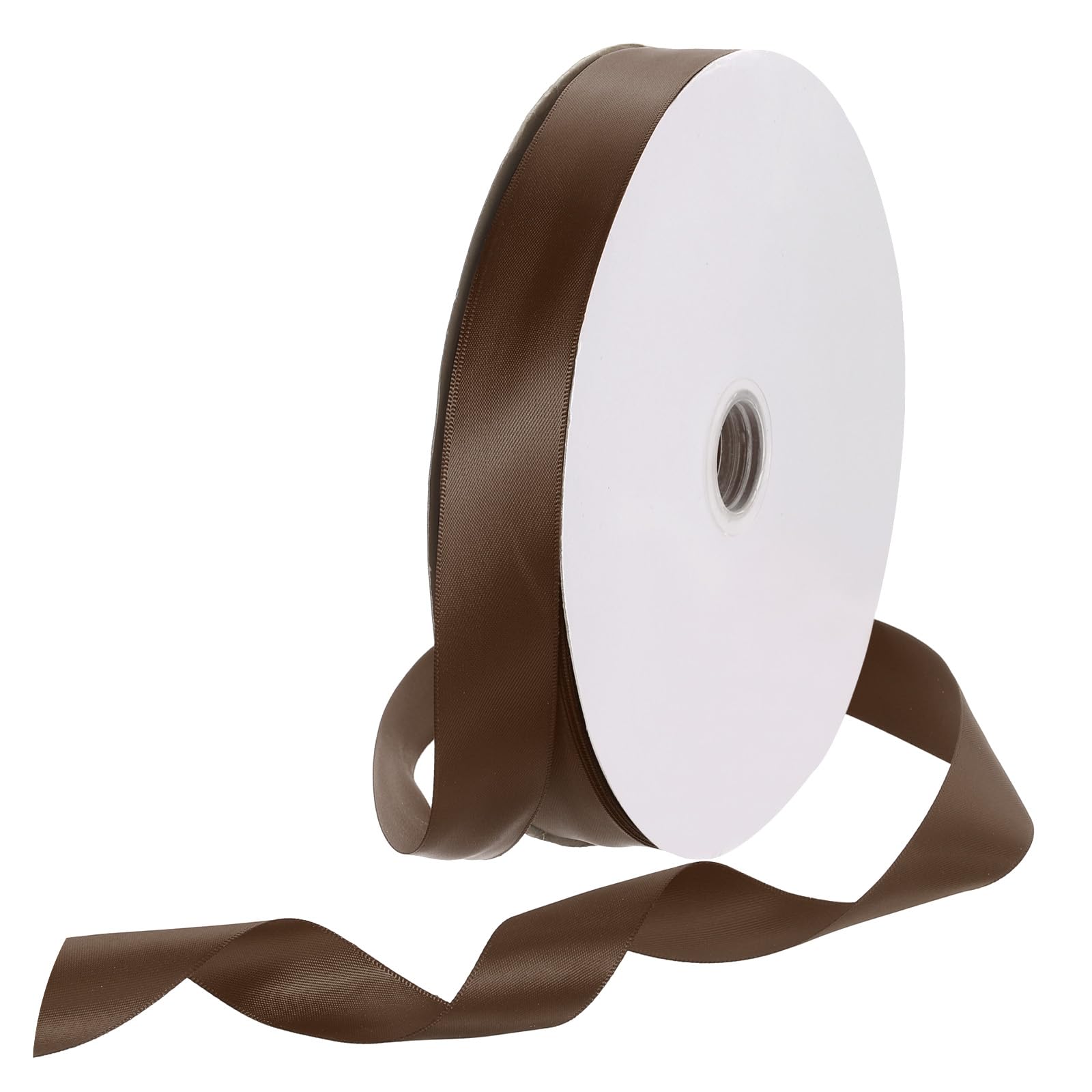 Rebower 25mm Satin Ribbon 91m Thick Double Face Grosgrain Silk Ribbon, [for Gift Wrapping, Hair Bows, Wedding, Cake, Flower] - 100 Yard/300ft/ Dark Brown