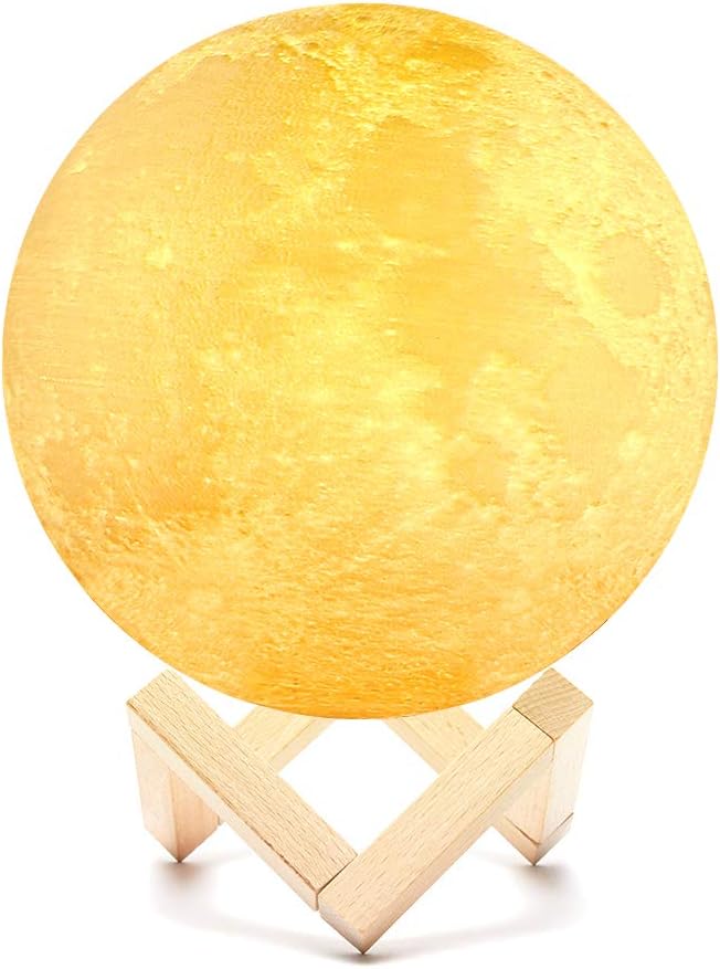 Moon Lamp, PREKIAR 16 Colors 5.9in LED 3D Print Color changi Moon Light with Stand & Remote & Touch Control and USB Rechargeable, Bedrooms Bedside Night Lights for Bay Kids Lover Birthday Party Gifts