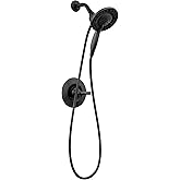Delta Arvo 14 Series Matte Black Shower Faucet Set with In2ition 2-in-1 Dual Shower Head with HandHeld Spray Combo, Valve Trim Kit, Matte Black 142840-BL-I (Valve Included)