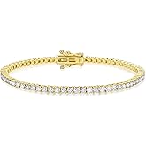 KRKC&CO Lab-Grown Moissanite Tennis Bracelet Women, Luxury Anniversary Wedding Bridal Gift for Wife, 2.2-13.8 ct.tw, D Color VVS1, 925 Sterling Silver 14K Golden Plated, Hypoallergenic, Everyday Jewelry
