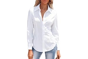 Women's Button Down Shirts Long Sleeve Dress Shirts Collared Fitted Wrinkle Free Blouse Formal Office Work Tunic Tops