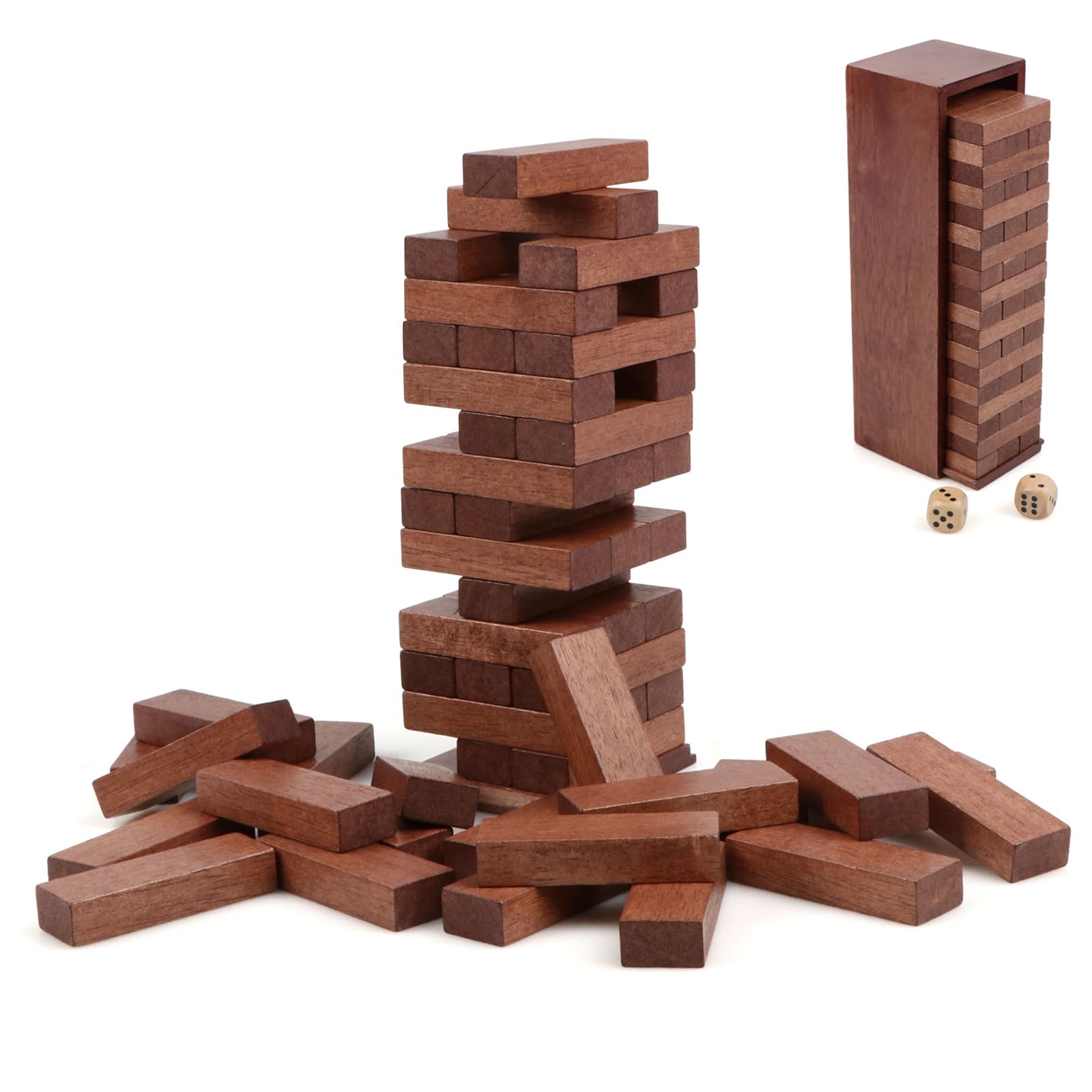 KABENFIS 54 PCS 30cm Wooden Stacking Toys Large Building Blocks Tower Balancing Game with Box