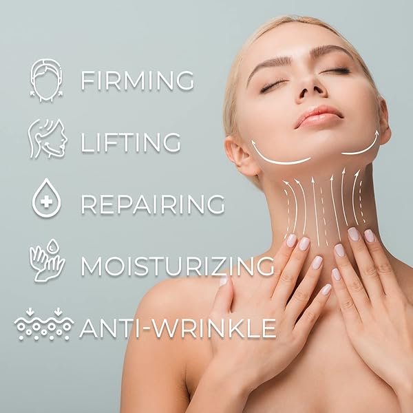 NECK CREAM FOR FIRMING TIGHTENING LIFTING: 65ML ANTI AGING TREATMENT FOR WRINKLES SAGGING SKIN – SUITABLE FOR NECK FACE JAW CHIN THROAT CHEST – FOR WOMEN MEN ADULTS SENIORS DAY NIGHT USE AT HOME WORK
