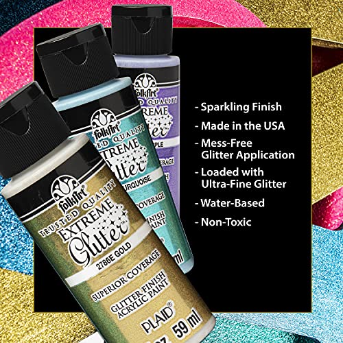 FolkArt Extreme Glitter Acrylic Craft Paint Set Formulated to be Non