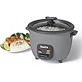 Starfrit 10-Cup Rice Cooker with Ceramic Coating - PFAS-Free - Clear Glass Lid- Grey