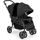 HONEY JOY Double Stroller, Foldable Lightweight Infant Twin with Tandem Seating, 5-Point Harness, Recline Seat, Storage Baske
