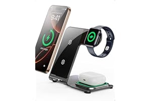 Intoval Aluminum 3 in 1 Wireless Charging Station for iPhone 17 16 15 14 13 12 11 Pro Max XR, Wireless Charger for Apple Watc