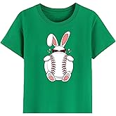 Kids Easter Shirts Toddler Bunny Tshirts Baseball Tees Cotton Short Sleeve Tops 2-10 Years