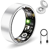 Aichiken Smart Health Ring for Women Men Fitness Tracker with Heart Rate, Blood Oxygen,Sleep Monitoring, Step Counting, IP68 Waterproof for iPhone and Android, No Subscription Fee (Silver, 8)