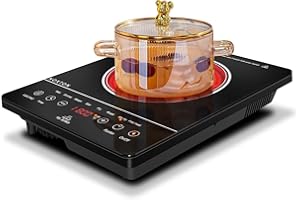 Noxton Portable Electric Stove, 1800W Electric Cooktop Single Burner Countertop with Child Safety Lock, Timer, Residual Heat Indicator, 110V Ceramic Infrared Hot Plate