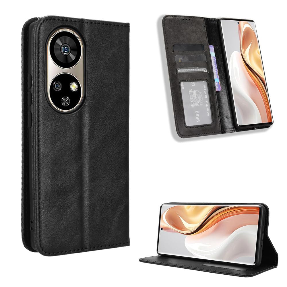 COMAKU Compatible with Ulefone Note 17 Pro Case Leather - Flip Cover Protection magnetic Phone Case wallet with Card Holder - Black