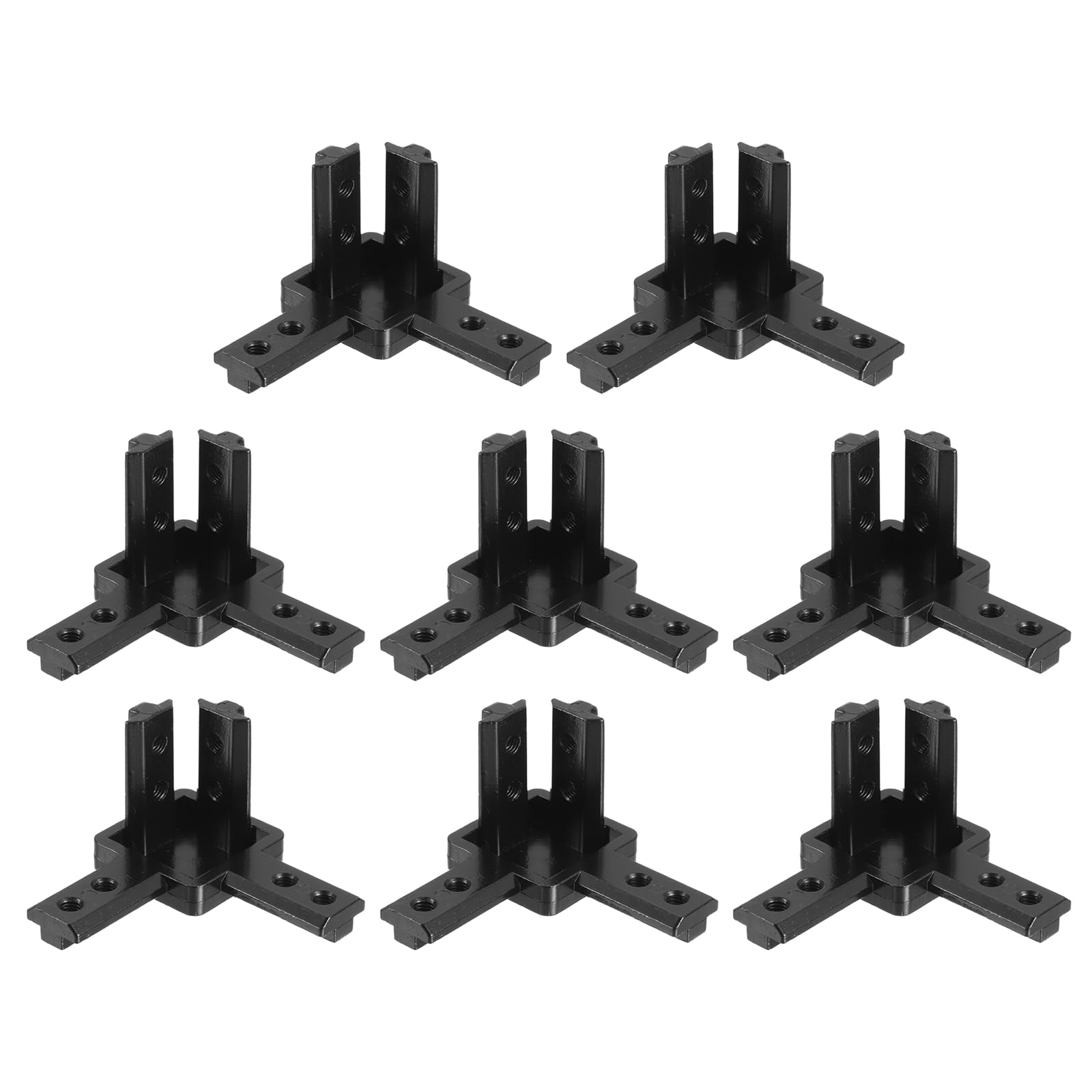 Photo 1 of uxcell 3-Way End Corner Brackets, 8Pcs L Type Interior Joint Connectors for 4040 Series Aluminum Extrusion Profile (Black)