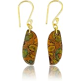 NJCRAFT Natural Dangle Earrings, Gemstone Jewelry, Gold Hook, Handcrafted Gift for Her, 25-30 Carat