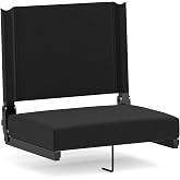 Flash Furniture Grandstand Portable Stadium Seat for Bleachers or Benches, Folding Padded Stadium Chair with Carrying Handle, 500 lb. Weight Capacity, Black