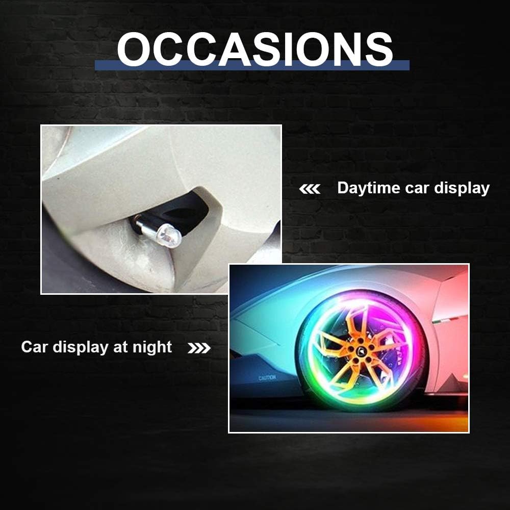 LED Wheel Lights Flashing Colorful - Led Flash Tyre Wheel Valve Cap Light Set for Car, Bike, Bicycle, Motorcycle, Tricycle, Golf Cart Tire, Motion Activated (4 Pcs): Automotive