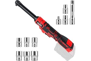 Upgraded 3/8" Cordless Ratchet Wrench Compatible with Milwaukee 18V Battery, 6.3 Inch Head Reinforced, 88Ft-Lbs Max Torque, 0
