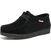 TRULAND Leather Oxford Shoes for Women - Suede Lace Up Moc Toe Low Platform Flat Wallabees Shoes