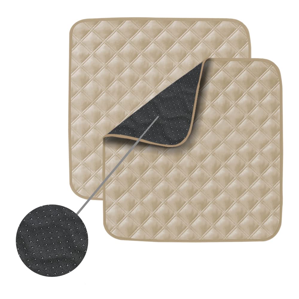 Photo 1 of Non-Slip Absorbent Washable Incontinence Pad underpad Seat 4-Layer Design Chair Absorbent Pads Protection - for Seniors, Adult, Children, or Pet Underpad Protection - Set of 2 (Beige, 21" L x 22" W)