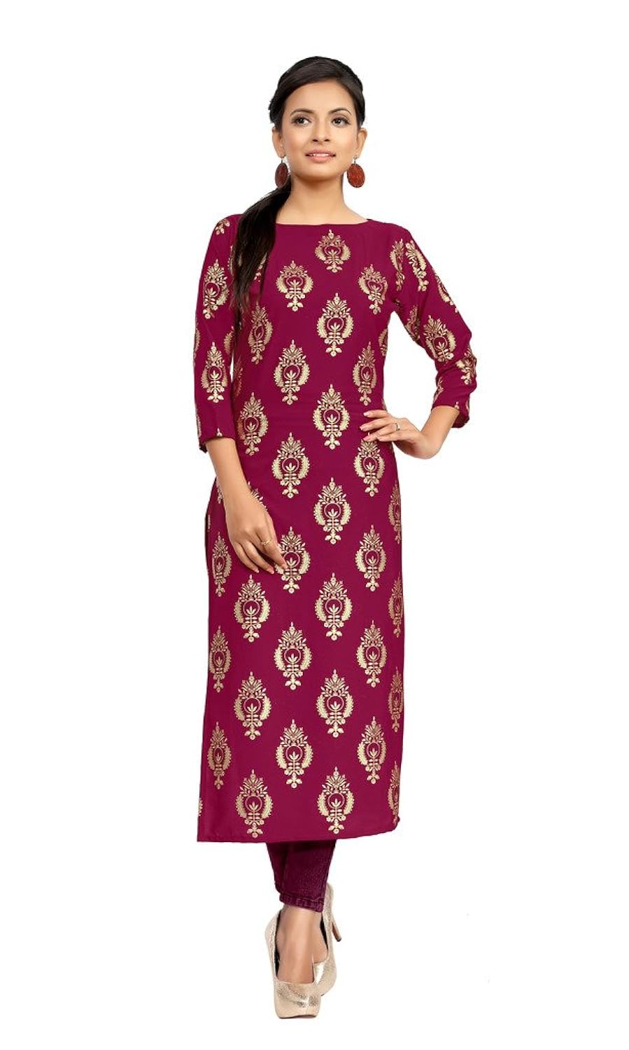 ziyaa women's straight crepe kurta