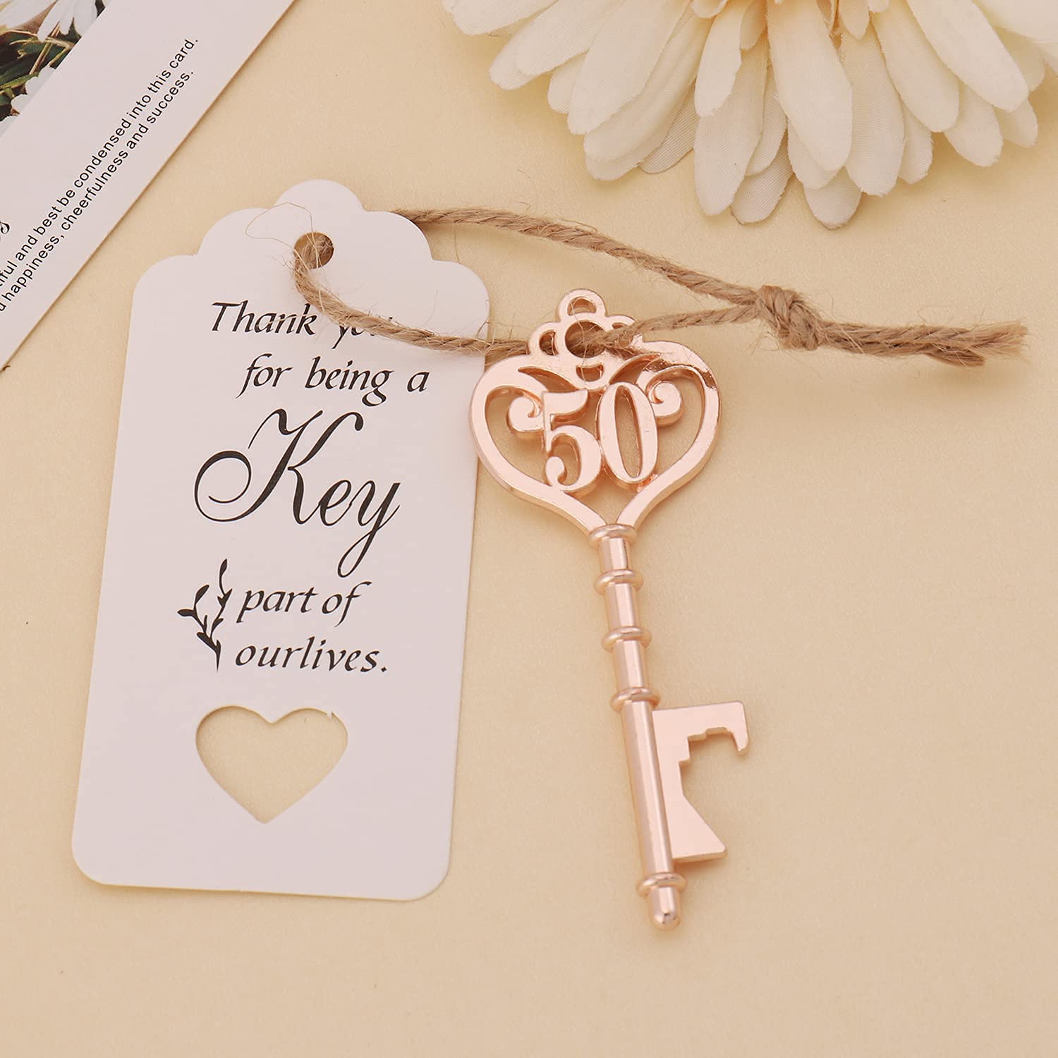 Photo 1 of 25 PCS 50th Birthday Party Favors 50 Shaped Key Bottle Openers for Birthday Wedding Gifts Souvenirs for Guest,50th Birthday Party Decorations (25, Gold 50th)