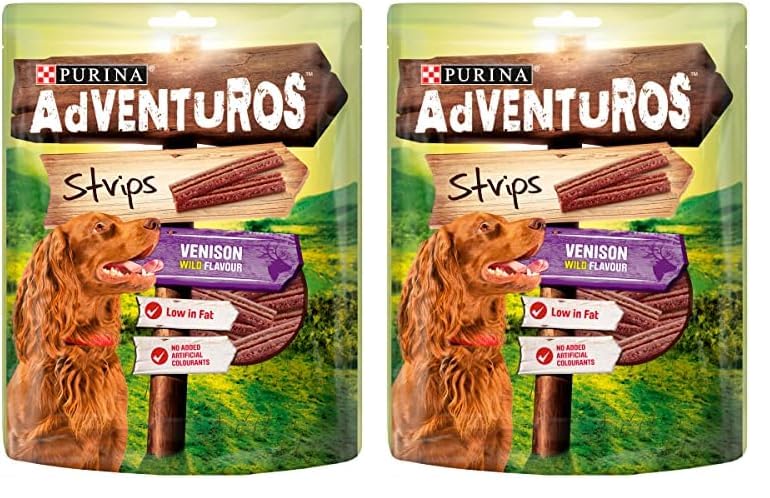 Adventuros Strips Dog Treat Venison Flavour 90g, Pack of 12