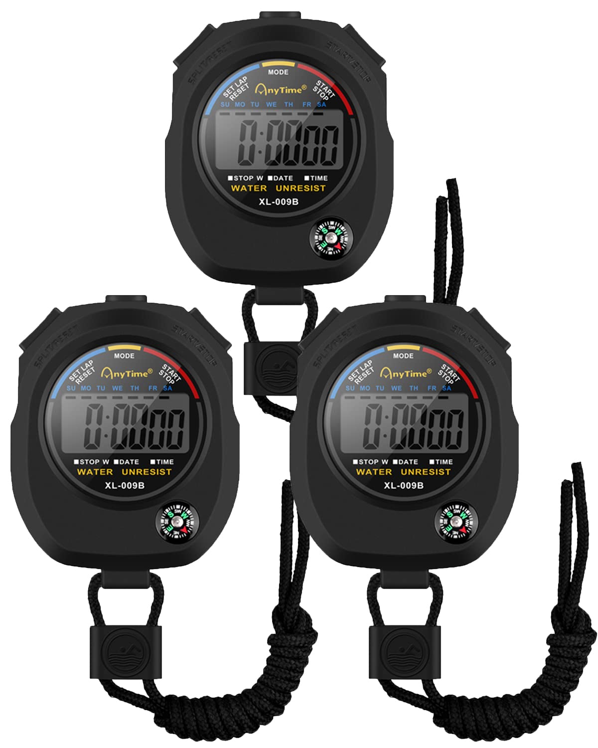 Sports Stopwatch Timer, BROTOU Professional Digital Stopwatch with Calendar Alarm Compass, Multi Handheld Stopwatch Timer for Swimming Running Football Fitness Coaches Referee (3)