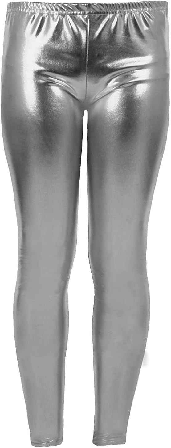 Branded Sapphire Children's Shiny Metallic Kid's Party Girls Wet Look Leggings Disco Pants