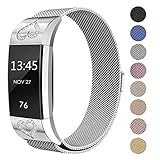 Fitbit Charge 2 Milanese Bands Metal Silver, Swees Replacement Small & Large (5.5